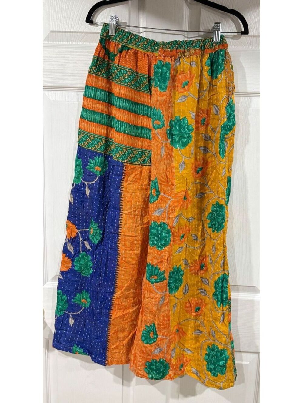 #225 NEW Kantha patchwork wide leg pants.